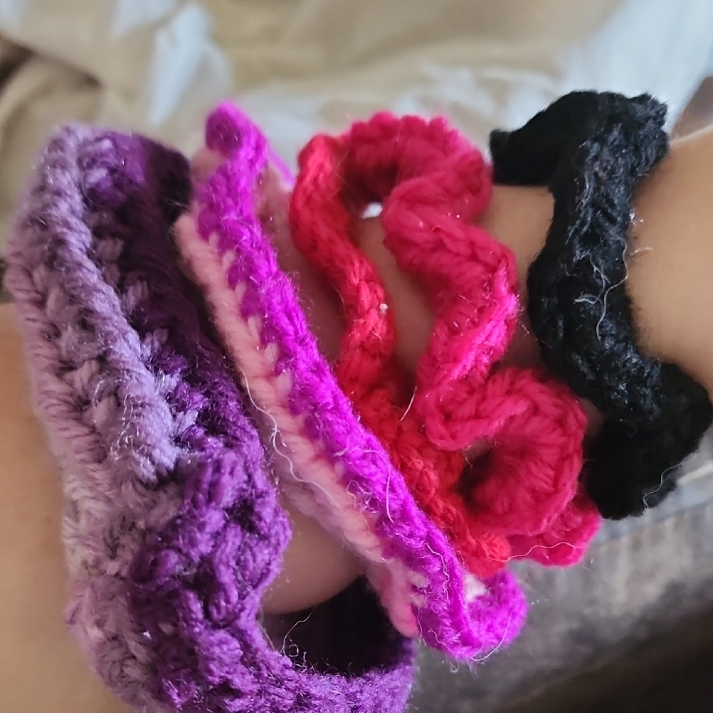 Colorful Crochet Hair Scrunchies